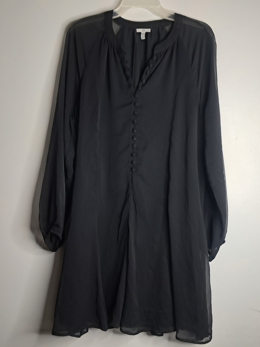 Joie Black Long-Sleeve Button-Front Midi Dress